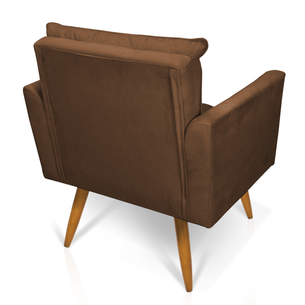 Kit 2 Poltronas e Namoradeira 2 Lugares Olivia Suede Marrom Pés Palito Castanho - Pallazio