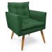 Kit 2 Poltronas e Namoradeira 2 Lugares Olivia Suede Verde Pés Palito Castanho - Pallazio