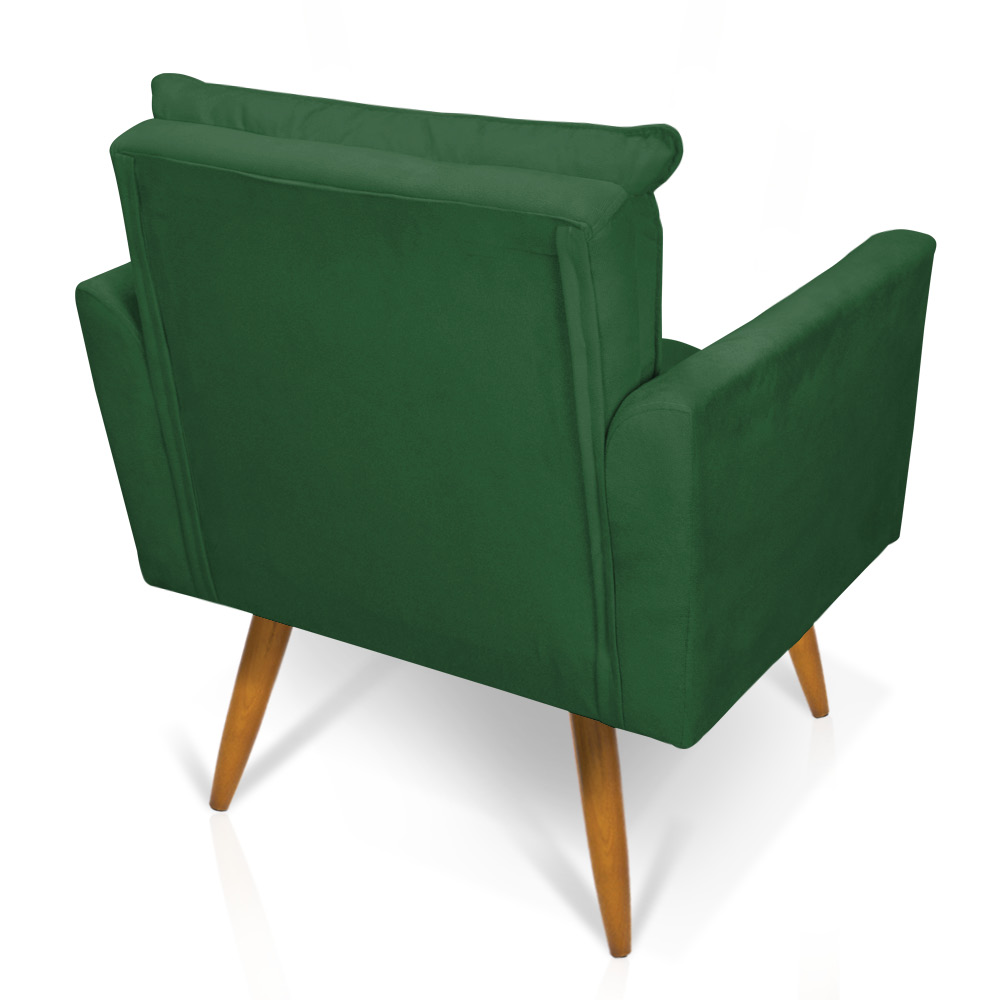 Kit 2 Poltronas e Namoradeira 2 Lugares Olivia Suede Verde Pés Palito Castanho - Pallazio
