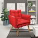 Kit 2 Poltronas e Namoradeira 2 Lugares Olivia Suede Vermelho Pés Palito Castanho - Pallazio