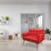 Kit 2 Poltronas e Namoradeira 2 Lugares Olivia Suede Vermelho Pés Palito Castanho - Pallazio