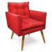 Kit 2 Poltronas e Namoradeira 2 Lugares Olivia Suede Vermelho Pés Palito Castanho - Pallazio