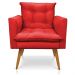 Kit 2 Poltronas e Namoradeira 2 Lugares Olivia Suede Vermelho Pés Palito Castanho - Pallazio