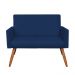 Kit 2 Poltronas e Namoradeira Nina Suede Azul Marinho Pés Palito Castanho - Pallazio