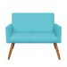 Kit 2 Poltronas e Namoradeira Nina Suede Azul Turquesa Pés Palito Castanho - Pallazio