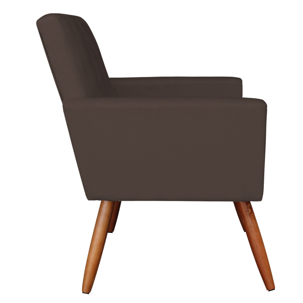 Kit 2 Poltronas e Namoradeira Nina Suede Marrom Pés Palito Castanho - Pallazio