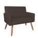 Kit 2 Poltronas e Namoradeira Nina Suede Marrom Pés Palito Castanho - Pallazio