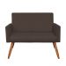 Kit 2 Poltronas e Namoradeira Nina Suede Marrom Pés Palito Castanho - Pallazio