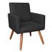 Kit 2 Poltronas e Namoradeira Nina Suede Preto Pés Palito Castanho - Pallazio