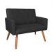 Kit 2 Poltronas e Namoradeira Nina Suede Preto Pés Palito Castanho - Pallazio