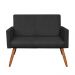Kit 2 Poltronas e Namoradeira Nina Suede Preto Pés Palito Castanho - Pallazio