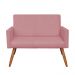 Kit 2 Poltronas e Namoradeira Nina Suede Rosê Pés Palito Castanho - Pallazio