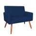 Kit 2 Poltronas e Namoradeira Nina Veludo Azul Marinho Pés Palito Castanho - Pallazio