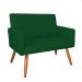 Kit 2 Poltronas e Namoradeira Nina Veludo Verde Pés Palito Castanho - Pallazio