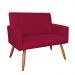 Kit 2 Poltronas e Namoradeira Nina Veludo Vermelho Pés Palito Castanho - Pallazio