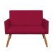 Kit 2 Poltronas e Namoradeira Nina Veludo Vermelho Pés Palito Castanho - Pallazio