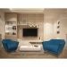 Kit 2 Poltronas e Namoradeira Pérsia Suede Azul Marinho Pés Chanfrado Castanho - Pallazio
