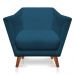 Kit 2 Poltronas e Namoradeira Pérsia Suede Azul Marinho Pés Chanfrado Castanho - Pallazio