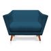 Kit 2 Poltronas e Namoradeira Pérsia Suede Azul Marinho Pés Chanfrado Castanho - Pallazio