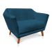 Kit 2 Poltronas e Namoradeira Pérsia Suede Azul Marinho Pés Chanfrado Castanho - Pallazio