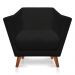 Kit 2 Poltronas e Namoradeira Pérsia Suede Preto Pés Chanfrado Castanho - Pallazio