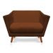 Kit 2 Poltronas e Namoradeira Pérsia Suede Terracota Pés Chanfrado Castanho - Pallazio