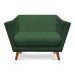 Kit 2 Poltronas e Namoradeira Pérsia Suede Verde Pés Chanfrado Castanho - Pallazio