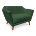 Kit 2 Poltronas e Namoradeira Pérsia Suede Verde Pés Chanfrado Castanho - Pallazio