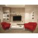 Kit 2 Poltronas e Namoradeira Pérsia Suede Vermelho Pés Chanfrado Castanho - Pallazio