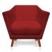 Kit 2 Poltronas e Namoradeira Pérsia Suede Vermelho Pés Chanfrado Castanho - Pallazio
