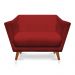 Kit 2 Poltronas e Namoradeira Pérsia Suede Vermelho Pés Chanfrado Castanho - Pallazio