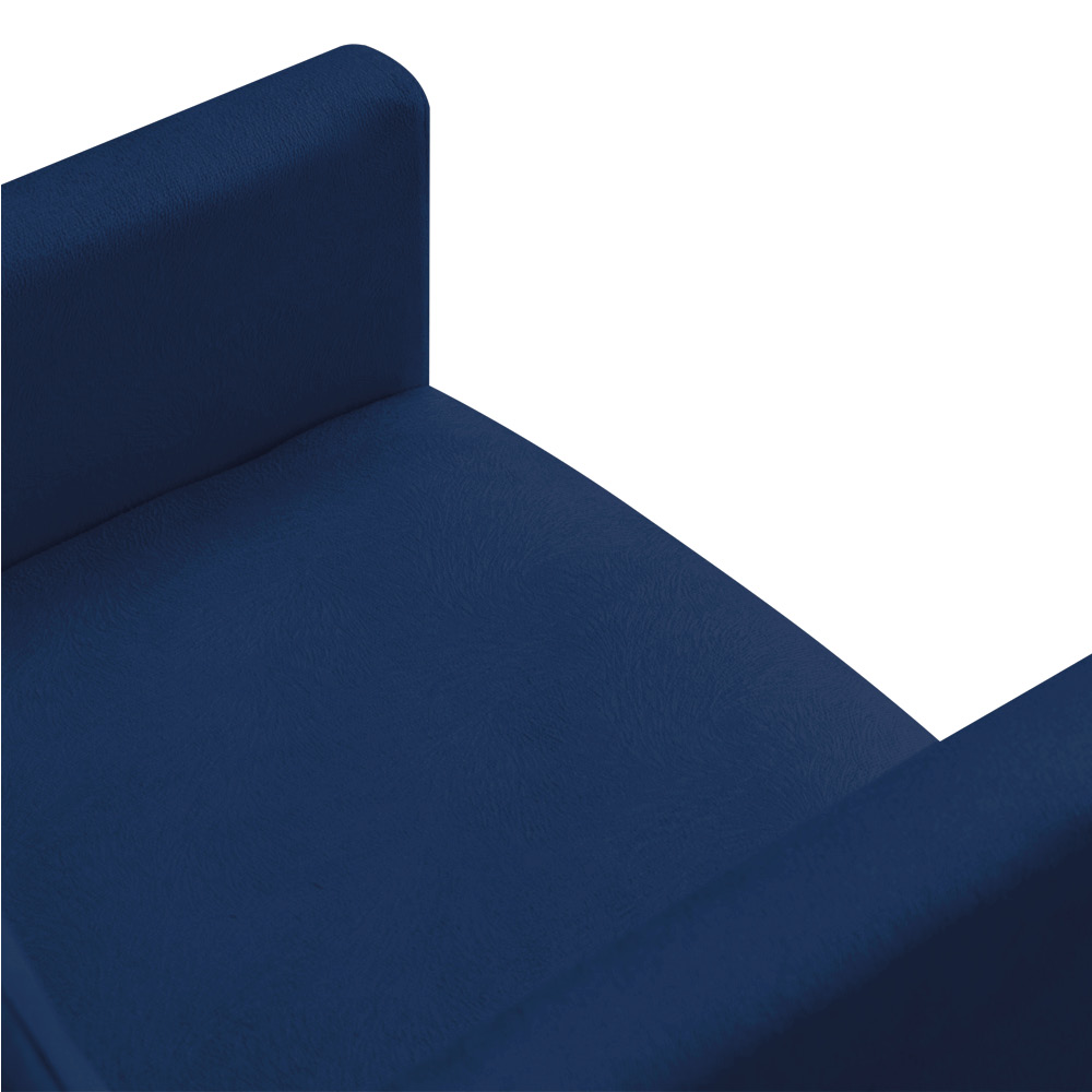 Kit 2 Poltronas e Puff Banqueta Redonda Nina Veludo Azul Marinho Pés Palito Castanho - Pallazio