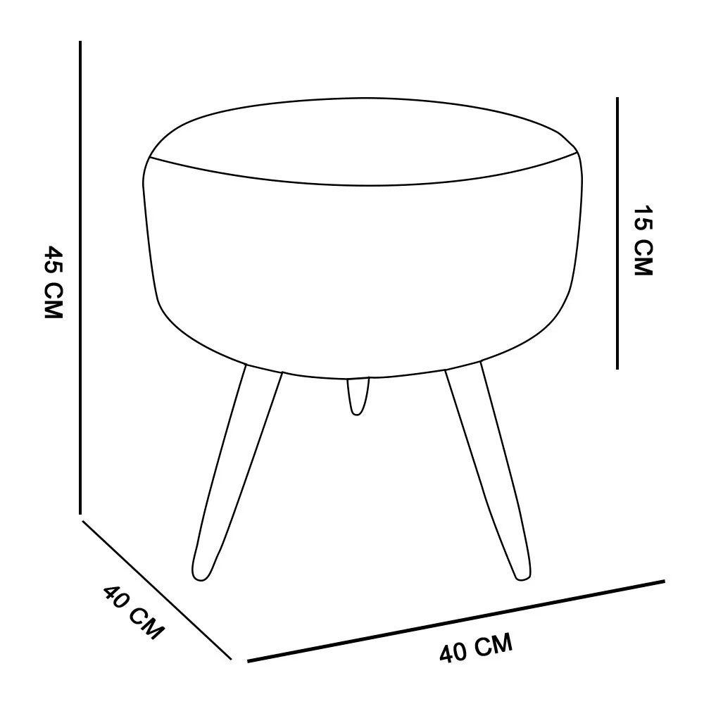 Kit 2 Poltronas e Puff Banqueta Redonda Nina Veludo Marrom Pés Palito Castanho - Pallazio