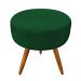 Kit 2 Poltronas e Puff Banqueta Redonda Nina Veludo Verde Pés Palito Castanho - Pallazio