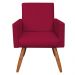 Kit 2 Poltronas e Puff Banqueta Redonda Nina Veludo Vermelho Pés Palito Castanho - Pallazio