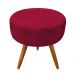 Kit 2 Poltronas e Puff Banqueta Redonda Nina Veludo Vermelho Pés Palito Castanho - Pallazio