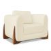 Kit 2 Poltronas e Sofá Living 2 Lugares 1,60m Lottus Linho Bege Pés Castanho - Pallazio