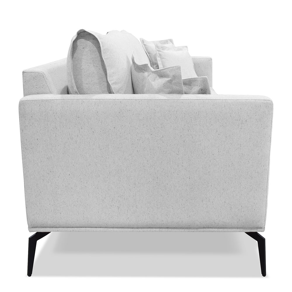 Kit 2 Poltronas e Sofá Living 2 Lugares 1,60m Sirius Linho Cinza Pés Metálicos - Pallazio
