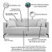 Kit 2 Poltronas e Sofá Living 2 Lugares 1,60m Sirius Linho Cinza Pés Metálicos - Pallazio