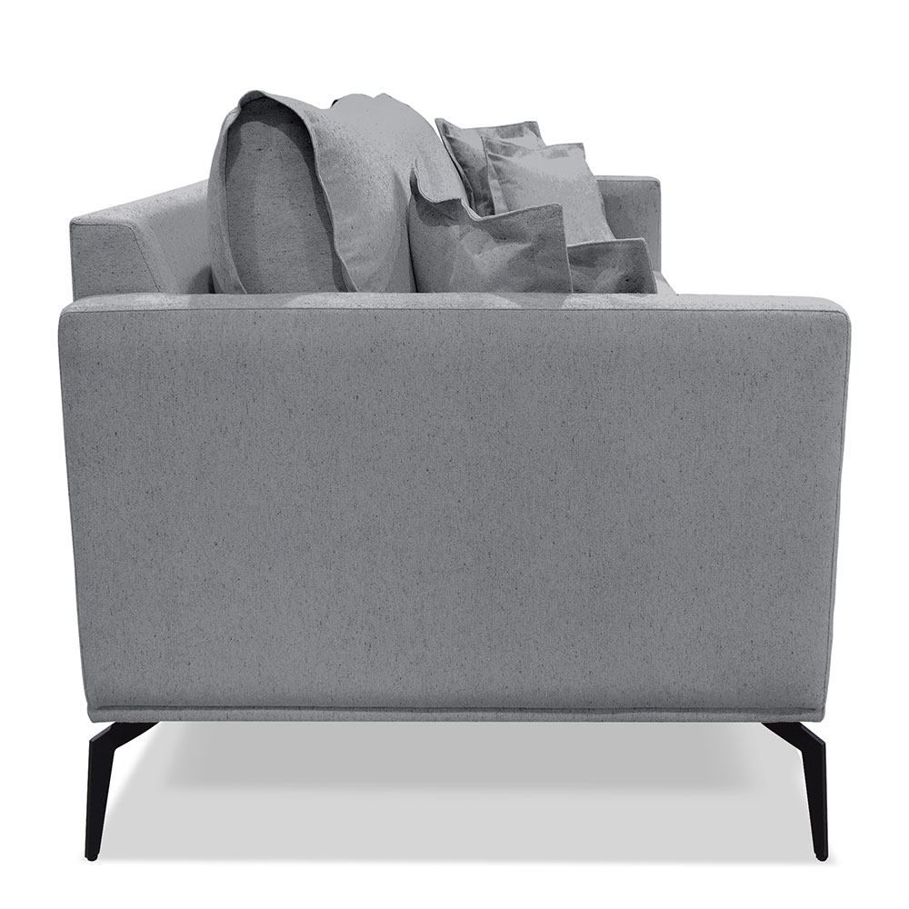 Kit 2 Poltronas e Sofá Living 2 Lugares 1,60m Sirius Linho Grafite Pés Metálicos - Pallazio