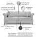 Kit 2 Poltronas e Sofá Living 2 Lugares 1,60m Vênus Linho Cinza Pés Castanho - Pallazio