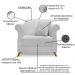 Kit 2 Poltronas e Sofá Living 2 Lugares 1,60m Vênus Linho Cinza Pés Castanho - Pallazio