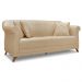 Kit 2 Poltronas e Sofá Living 2 Lugares 1,60m Vênus Linho Dourado Pés Castanho - Pallazio