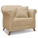 Kit 2 Poltronas e Sofá Living 2 Lugares 1,60m Vênus Linho Dourado Pés Castanho - Pallazio