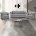 Kit 2 Poltronas e Sofá Living 2 Lugares 1,60m Vênus Linho Grafite Pés Castanho - Pallazio