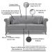 Kit 2 Poltronas e Sofá Living 2 Lugares 1,60m Vênus Linho Grafite Pés Castanho - Pallazio