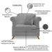 Kit 2 Poltronas e Sofá Living 2 Lugares 1,60m Vênus Linho Grafite Pés Castanho - Pallazio