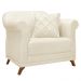 Kit 2 Poltronas e Sofá Living 2 Lugares 1,60m Vênus Linho Natural Pés Castanho - Pallazio