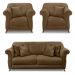 Kit 2 Poltronas e Sofá Living 2 Lugares 1,60m Vênus Suede Caramelo Pés Castanho - Pallazio