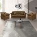 Kit 2 Poltronas e Sofá Living 2 Lugares 1,60m Vênus Suede Caramelo Pés Castanho - Pallazio